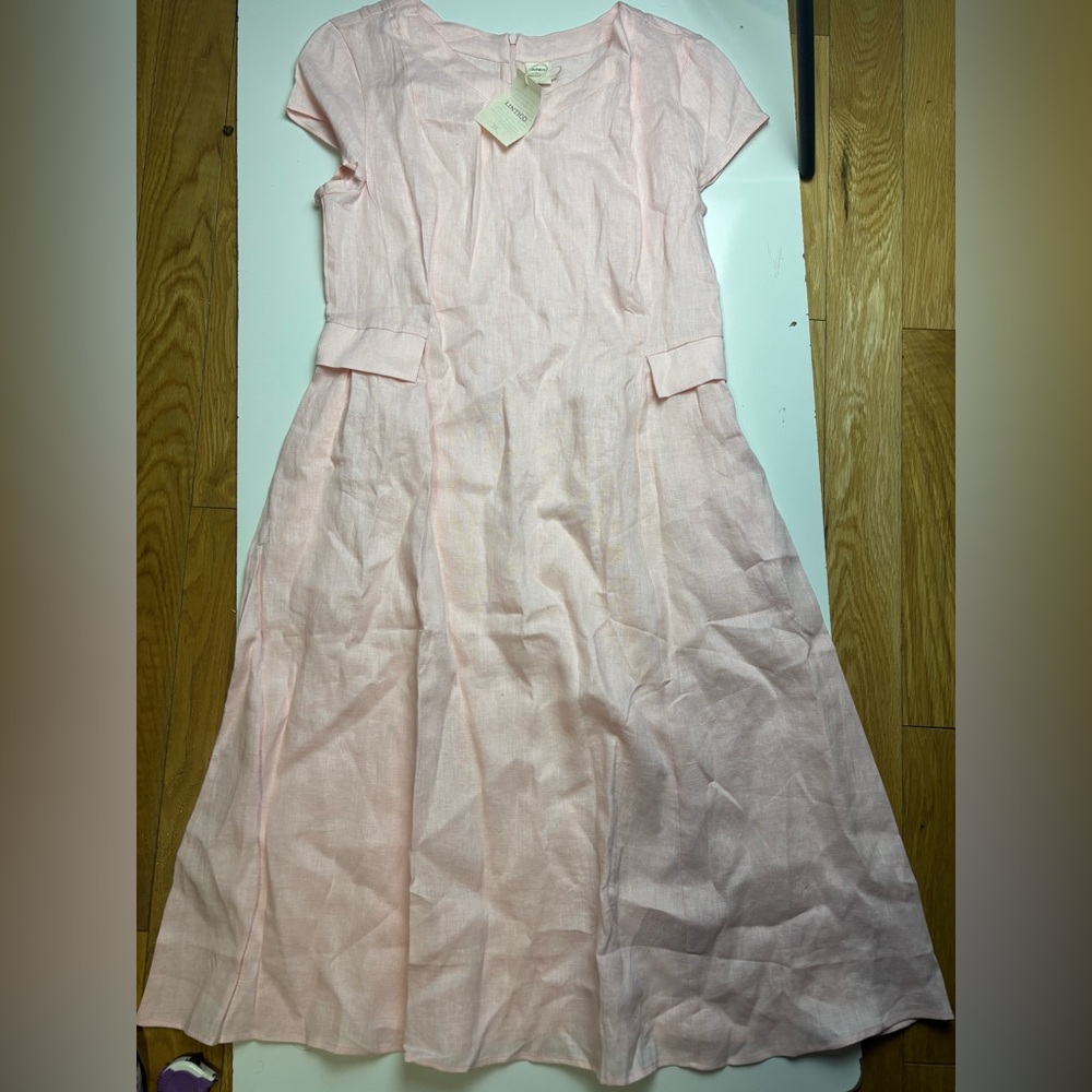 Lintico Alexa 100% Linen Natural Summer V-Neck Dress